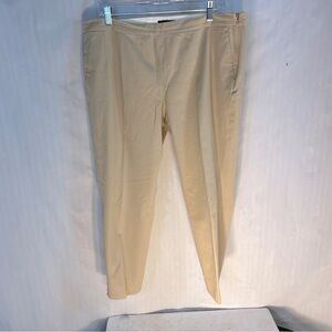 J. Crew Khaki Pants Flat Front Side Zipper Hand Pockets Ankle Cotton Blend 16 👍